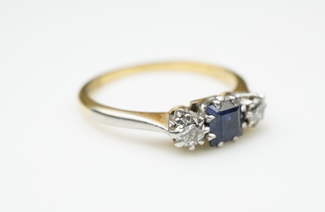 A small sapphire and diamond ring, early 20th century